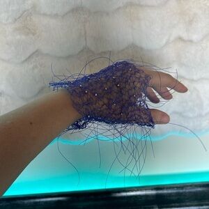 HANDCRAFTED hand knitted and beaded bracelet all hand knit royal blue NWT